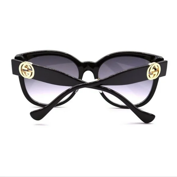 NEW GUCCI WOMEN'S ROUND SUNGLASSES GUCCI GG1028SK 006 GUCCI BLACK EYEWEAR - Picture 9 of 12